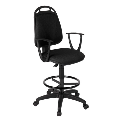 Silla de escritorio de Outlet Diva cajera con apoyabrazos y con ruedas ergonómica  negra con tapizado de tela marathon