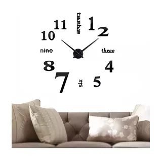 Reloj De Pared 3d Moderno De Cuarzo Y Acrílico Moda Color De La Estructura Negro