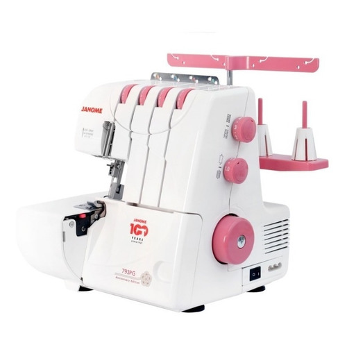 Máquina de coser overlock Janome Edición Aniversario 793PG portable rosa y dorado 220V