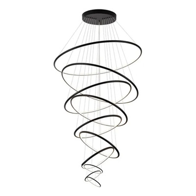 Colgante Hoop 811-n 10 Aros 270w 3000k Dimerizable Negro Negro Mate