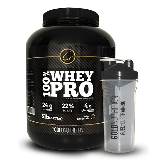 Proteina + Vaso - 100% Whey Pro 5 Lb + Shaker Gold Nutrition Sabor Vainilla