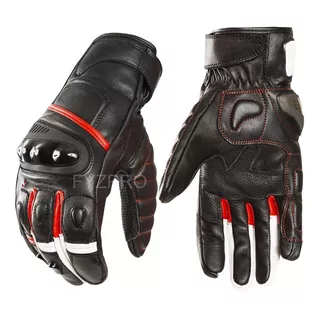 Guante Para Moto Cuero. Gran Protección Y Diseño. Negro Rojo