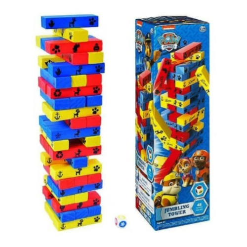 Jenga Paw Patrol Torre 48 Pzas + Dado Jueguete Spin Master