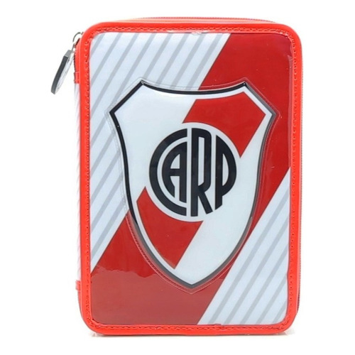 Cartuchera River Plate 1 Piso Pvc Accesorios De Color Roja