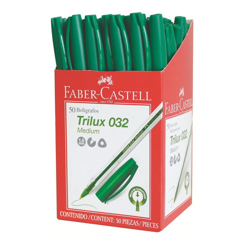 Bolígrafo Trilux 032 M Verde Faber-castell Color del exterior Tranparente