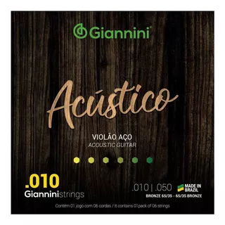 Encordoamento Violao Aco Giannini Bronze 65/35 010 Geswam