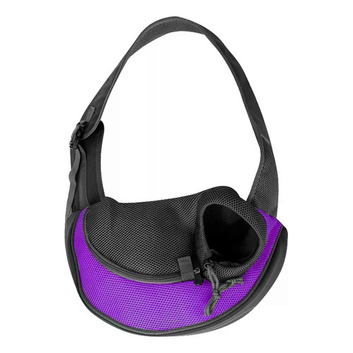 Transportadora Para Gatos Perros Mochila Bandolera Grande Color Violeta