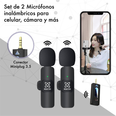 Microfono Corbatero Inalambrico Celular 3.5mm 2 Mic