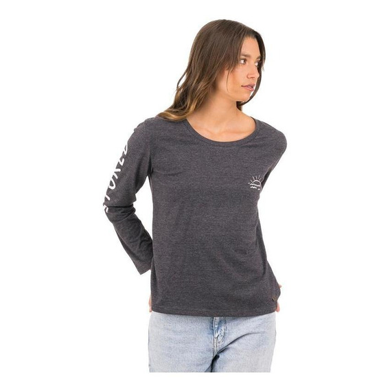 Polera Mujer Stoked Set Ml Charcoal Gris