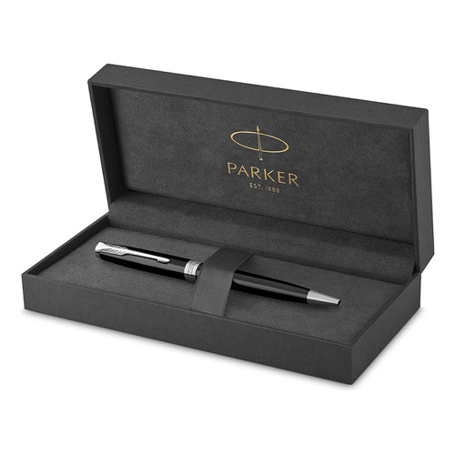 Parker Sonnet Ballpoint Pen, Black Lacquer 1931502 Color de la tinta Negro Color del exterior Negro y Plateado