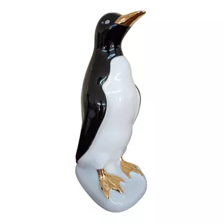 Pinguim De Geladeira Detalhes Em Ouro Porcelana 