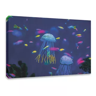 Cuadro Decorativo Canvas Medusa Flourescente Colores 120x80
