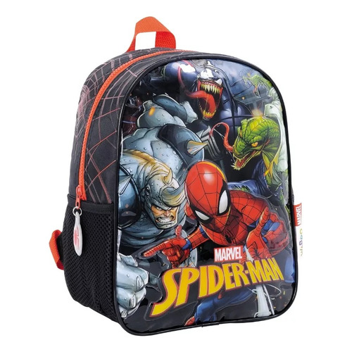 Mochila Espalda Escolar Spiderman Villanos 16'' Playking Color Negro
