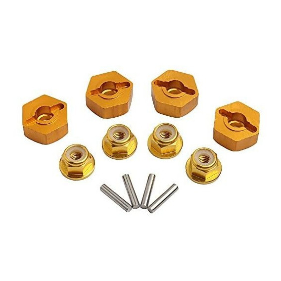 Gdool 12mm Wheel Hex Hubs Drive Adapter 5mm Thick - Gold