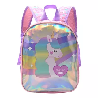 Mochila Infantil Espalda 12 Pulgadas Unicornio Skora En Mca Color Rosa Diseño De La Tela Liso