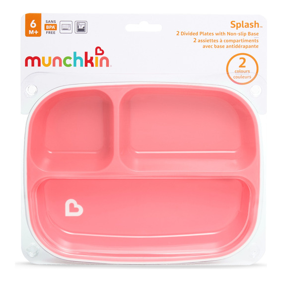 Plato Para Bebe Munchkin Divisiones X2 Rosado