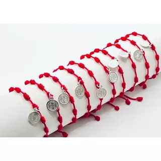 Pack 10 Pulseras,para Proteccion San Benito /hilo Rojo