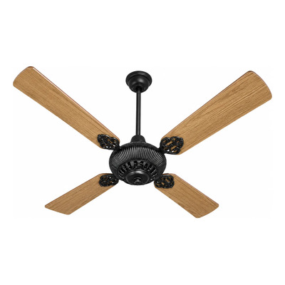 Ventilador De Techo Fundicion Negro 4 Palas Madera 1.2 M 220v Negro Cedro/roble Madera 4