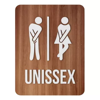 Placa Indicativa Sinalização Banheiro Mdf Unissex Masc/fem