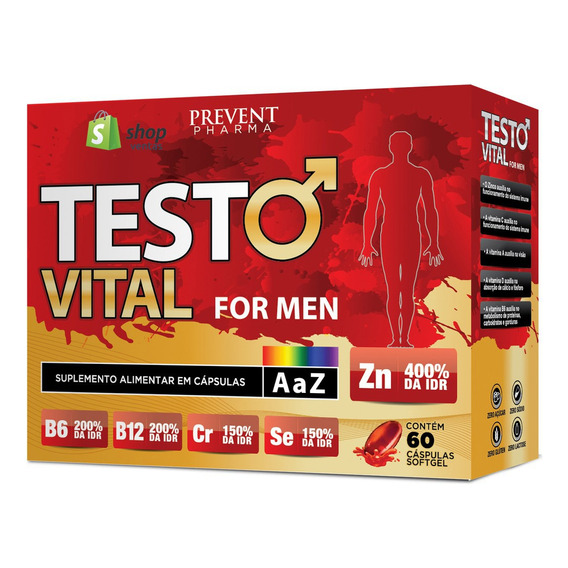 Testo Vital For Men Zinc 60 Caps Aumente Su Rendimiento