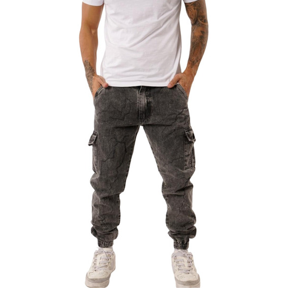 Jogger Mom Hombre Pantalon Jean Con Pasa Cinto Puños Calidad