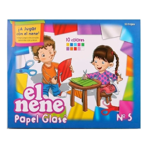 Block El Nene 50 Hojas Papel Glase Color Dibujo N°5 Color Surtido