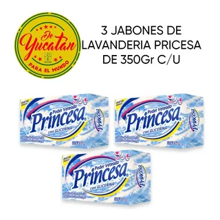3 Jabones De Lavanderia Princesa Azul 350grs C/u