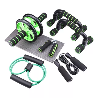 Set Deportivo 7 En 1 Rueda Abdominal Cuerda Lhotse Fit Color Verde