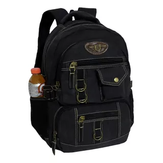 Mochila Kvn Lona Viagem Masculina Feminina Notebook 15 Cor Preto