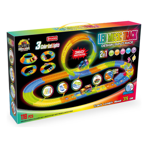 Pista Flexible 360º Con Auto Luminoso 118 Pcs Color Multicolor