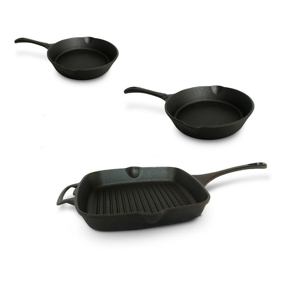 Set Sartenes 20cm + 25cm + Grill Hierro Fundido Record Juego