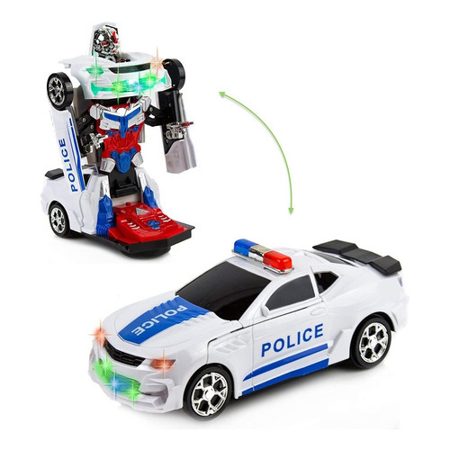 Auto Policía Transformer Luz Sonido Sirena Música Movimiento Personaje Policia Robot