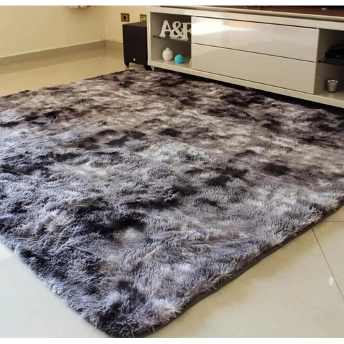 Alfombra Furry Furry de 40 mm, 150 x 200 cm, Fine Tex, color gris, diseño de tela mezclada