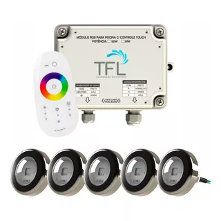 Kit Iluminação Piscina - Contr Touch + 5 Leds Rgb 9w Tholz