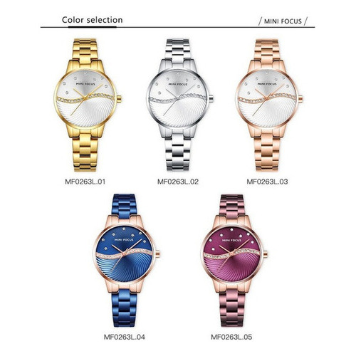 Reloj Mini Focus 0263, Reloj De Cuarzo Para Mujer Color De La Correa Plateado