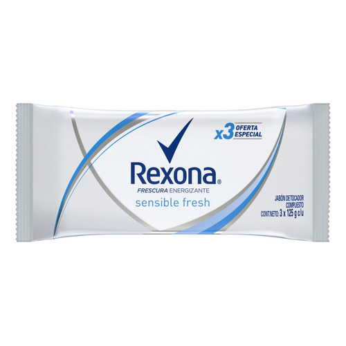 Jabón en barra Rexona Sensible Fresh Energizante 125 g pack x 3