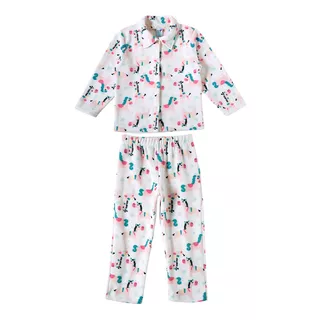 Pijama Longo Infantil Em Soft Cavalinhos Off White Tip Top