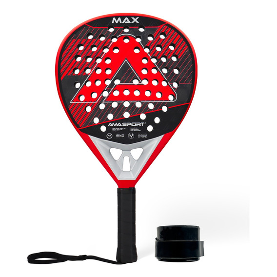 Pala De Padel Amasport  18k Fibra De Carbon 360g Color Rojo