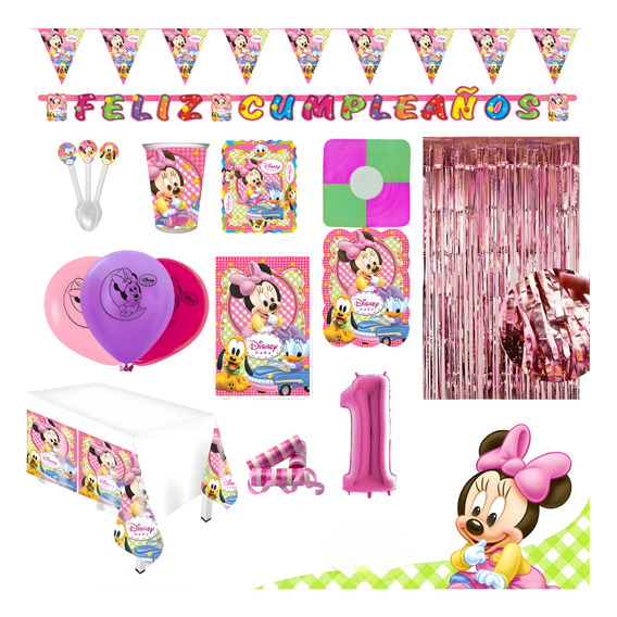 Kit Infantil Decoración Fiesta - Baby Minnie Mouse X36 Inv