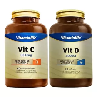 Kit Vitamina C + Vitamina D Capsulas Vitaminlife Sabor Sem Sabor