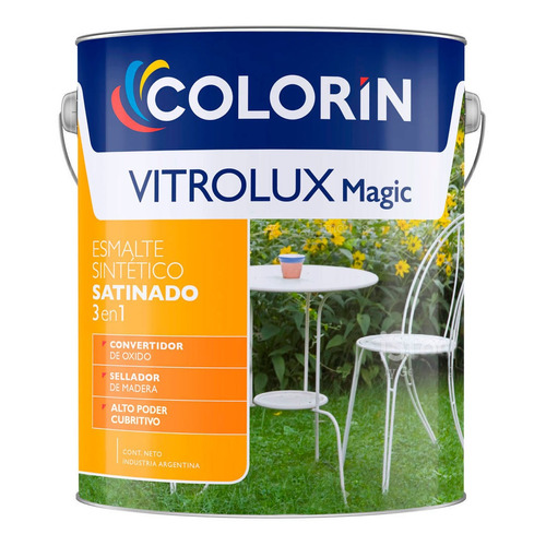 Esmalte Sintetico Negro Vitrolux Magic Colorin Sat 4 Litros Acabado Satinado