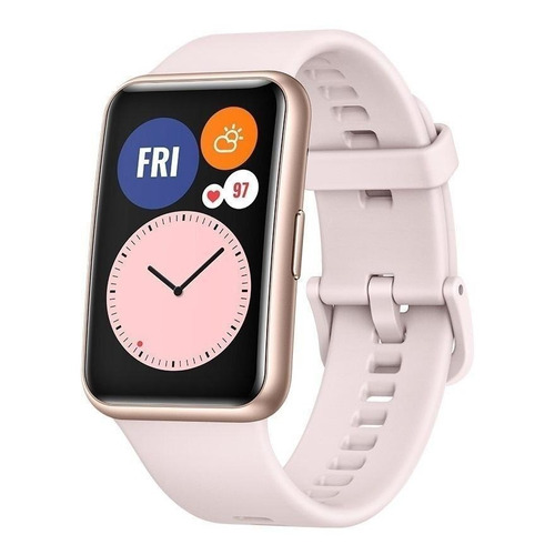Huawei Watch Fit Active 1.64" caja de  fibra polimérica rose gold, malla  sakura pink de  silicona TIA-B09