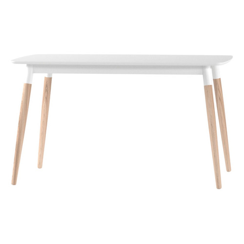 Mesa De Comedor Diseño Japandi Madera Natural - Lacar 135cm Color de la tapa Blanco