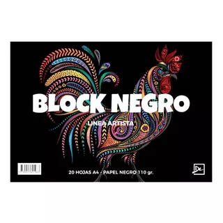 Block De Cartulina Negra A4 110 Grs X 20 Hojas Color Negro Liso