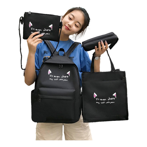 Set 4 Mochila Escolar Viaje Estilo Estudiante Bolsas