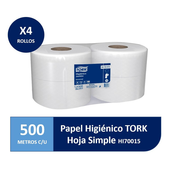 Papel Higiénico Jumbo Tork Industrial 4 Rollos De 500 Metros