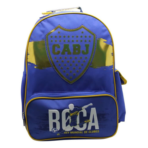 Mochila Escolar Boca Juniors Rey Mundial De Clubes Lanús Color Azul Diseño de la tela Liso