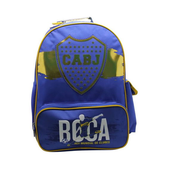 Mochila Escolar Boca Juniors Rey Mundial De Clubes Lanús Color Azul Diseño de la tela Liso