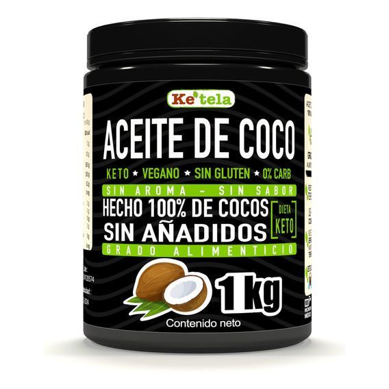 Aceite De Coco 1 Kilo, Ke´tela, Vegano, Keto