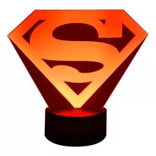 Lámpara 3d Logo De Superman Base Negra + Control R. Y Pilas